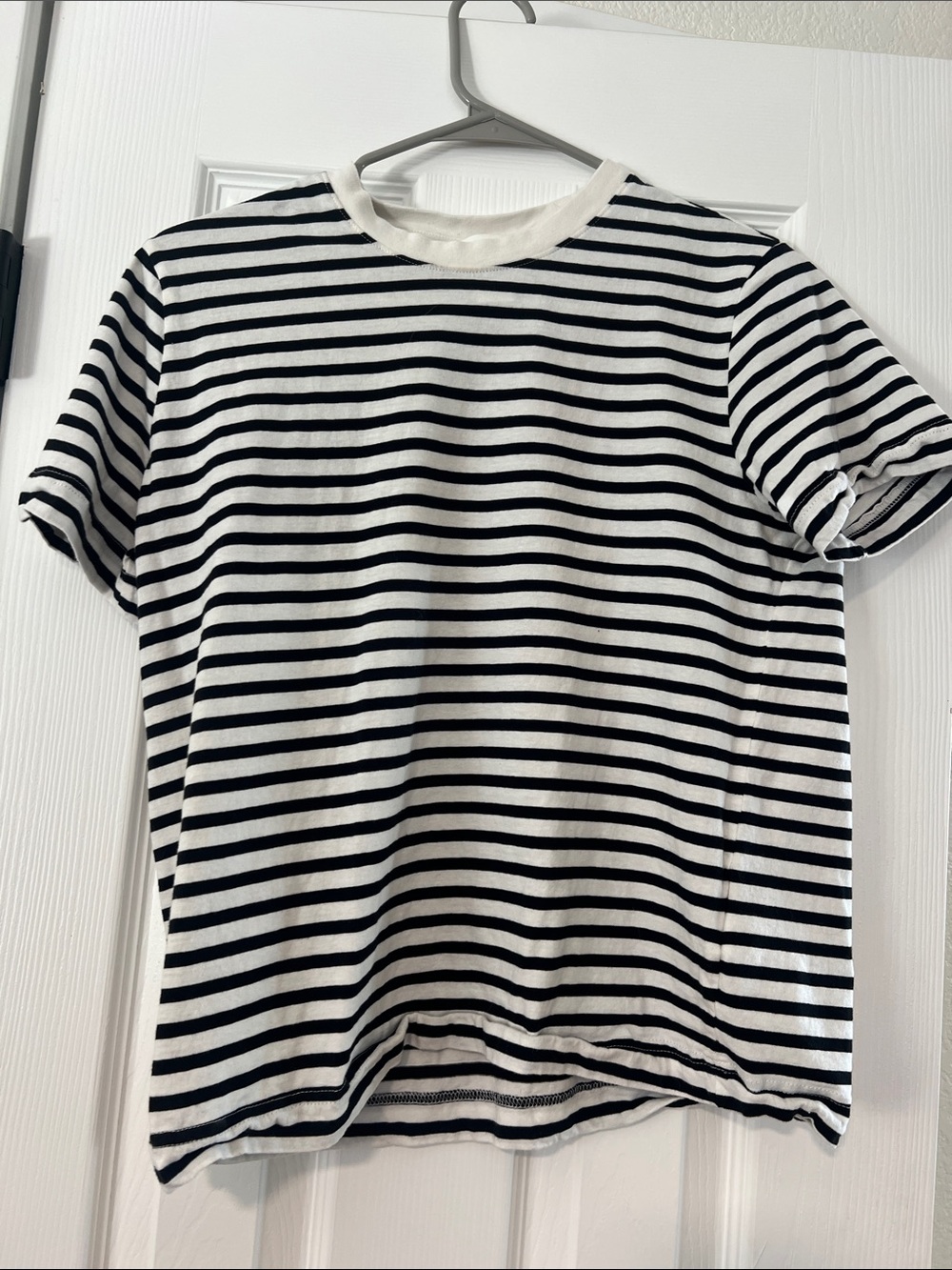 H&M Black and White Striped Crewneck Tee